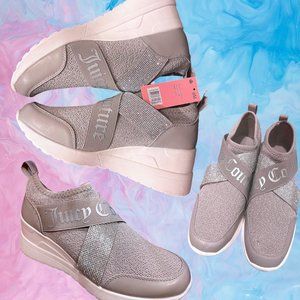 NWT Juicy Couture Fashion Wedge Sneakers ~ Womens Size 8 ~ Rhinestone Bedazzled